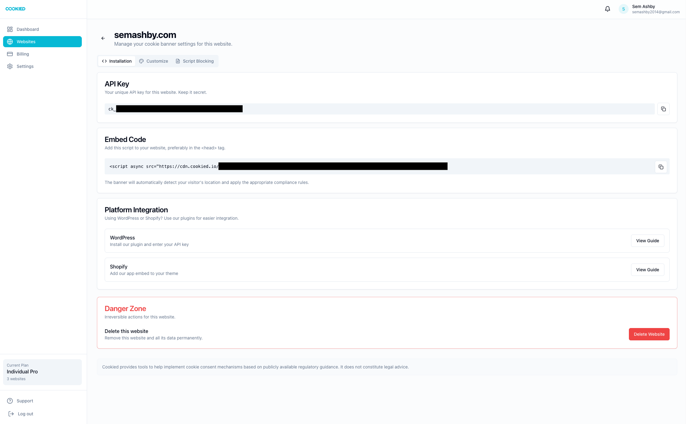 Dashboard screenshot